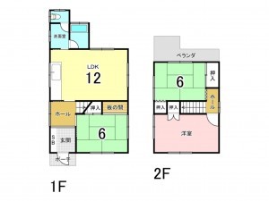 加古川市平岡町土山、収益物件/住宅の間取り画像です
