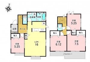 加古川市加古川町大野、新築一戸建ての間取り画像です