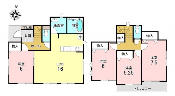 加古川市加古川町大野、新築一戸建ての間取り画像です