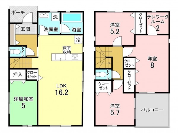 加古川市別府町新野辺北町、新築一戸建ての間取り画像です