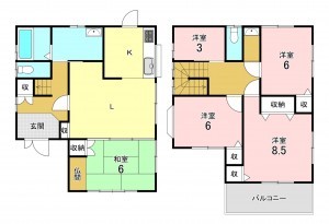 加古川市尾上町長田、中古一戸建ての間取り画像です