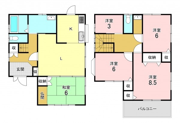 加古川市尾上町長田、中古一戸建ての間取り画像です