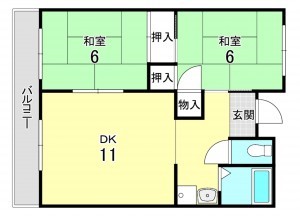 加古川市平岡町高畑、マンションの間取り画像です