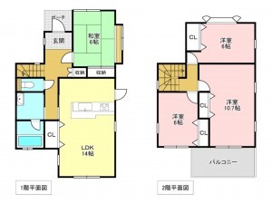 加古川市加古川町木村、中古一戸建ての間取り画像です