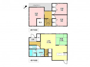 加古川市東神吉町西井ノ口、中古一戸建ての間取り画像です