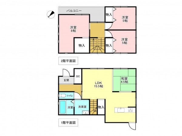 加古川市東神吉町西井ノ口、中古一戸建ての間取り画像です
