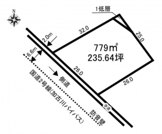 加古川市野口町北野、土地の間取り画像です