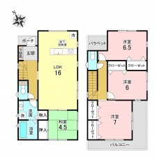 加古川市別府町新野辺北町、新築一戸建ての間取り画像です