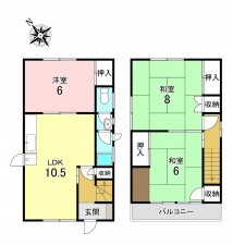 加古川市加古川町南備後、収益物件/住宅の間取り画像です