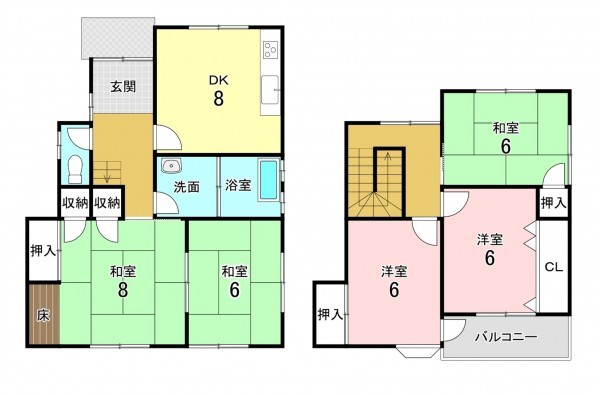 加古川市加古川町大野、収益物件/住宅の間取り画像です