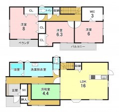 加古川市平岡町土山、中古一戸建ての間取り画像です