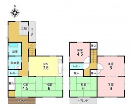 加古川市尾上町養田、中古一戸建ての間取り画像です