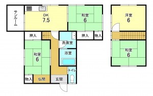 加古川市野口町北野、中古一戸建ての間取り画像です