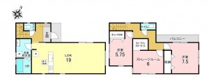 加古川市平岡町新在家、新築一戸建ての間取り画像です