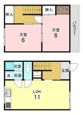 加古川市平岡町土山、収益物件/住宅の間取り画像です