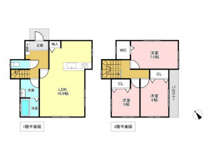 加古川市加古川町中津、中古一戸建ての間取り画像です