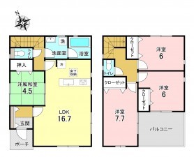 加古川市山手、新築一戸建ての間取り画像です