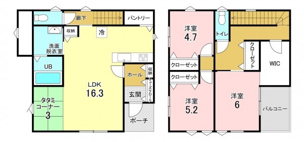 加古川市加古川町木村、新築一戸建ての間取り画像です