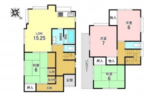 加古川市西神吉町岸、中古一戸建ての間取り画像です