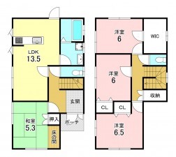 加古川市野口町北野、中古一戸建ての間取り画像です