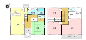加古川市別府町新野辺、中古一戸建ての間取り画像です