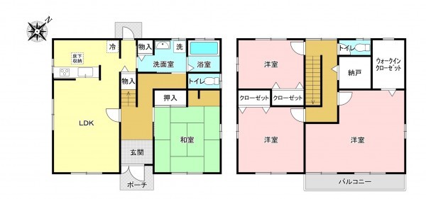 加古川市別府町新野辺、中古一戸建ての間取り画像です