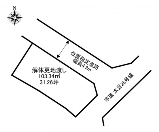 加古川市野口町水足、土地の間取り画像です