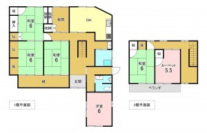 加古川市志方町西飯坂、中古一戸建ての間取り画像です