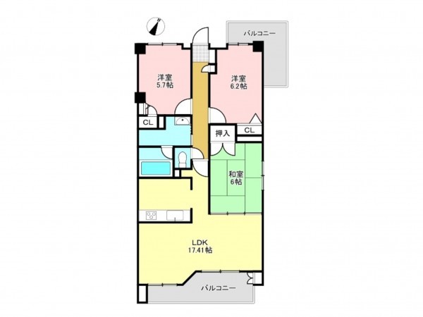 加古川市別府町別府、マンションの間取り画像です