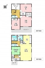 加古川市尾上町長田、新築一戸建ての間取り画像です