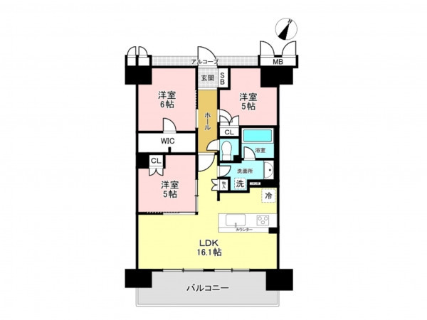 加古川市加古川町寺家町、マンションの間取り画像です