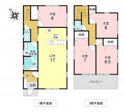 加古川市加古川町備後、新築一戸建ての間取り画像です