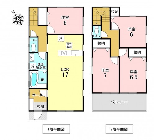 加古川市加古川町備後、新築一戸建ての間取り画像です