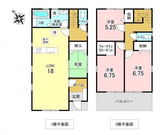 加古川市加古川町備後、新築一戸建ての間取り画像です