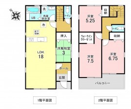 加古川市加古川町備後、新築一戸建ての間取り画像です