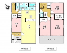 加古川市加古川町備後、新築一戸建ての間取り画像です