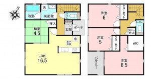 加古川市尾上町池田、新築一戸建ての間取り画像です