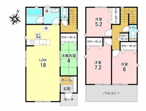 加古川市別府町新野辺北町、新築一戸建ての間取り画像です