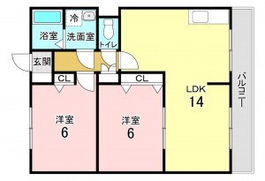 加古川市平岡町二俣、マンションの間取り画像です