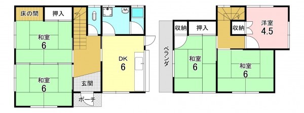 加古川市尾上町安田、中古一戸建ての間取り画像です