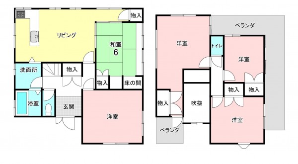 加古川市加古川町中津、中古一戸建ての間取り画像です