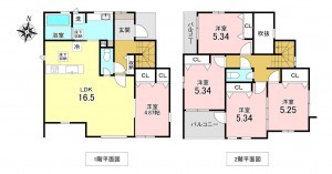 加古川市新神野、新築一戸建ての間取り画像です