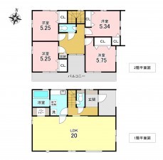 加古川市新神野、新築一戸建ての間取り画像です