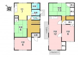 加古川市野口町坂井、中古一戸建ての間取り画像です