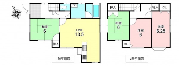 加古川市加古川町稲屋、中古一戸建ての間取り画像です