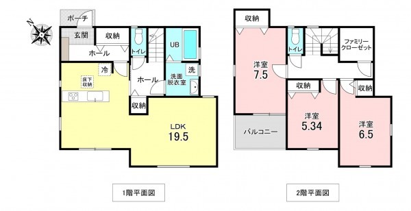 加古川市加古川町南備後、新築一戸建ての間取り画像です