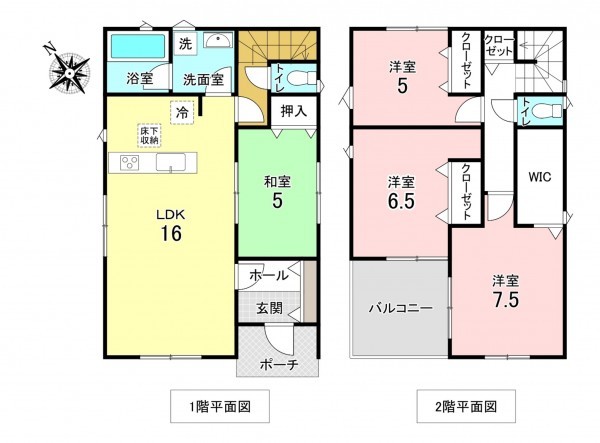 加古川市加古川町中津、新築一戸建ての間取り画像です