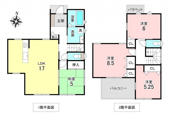 加古川市平岡町土山、新築一戸建ての間取り画像です