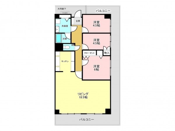 加古川市別府町別府、マンションの間取り画像です