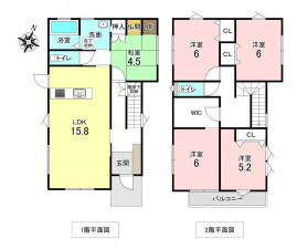 加古川市志方町細工所、中古一戸建ての間取り画像です